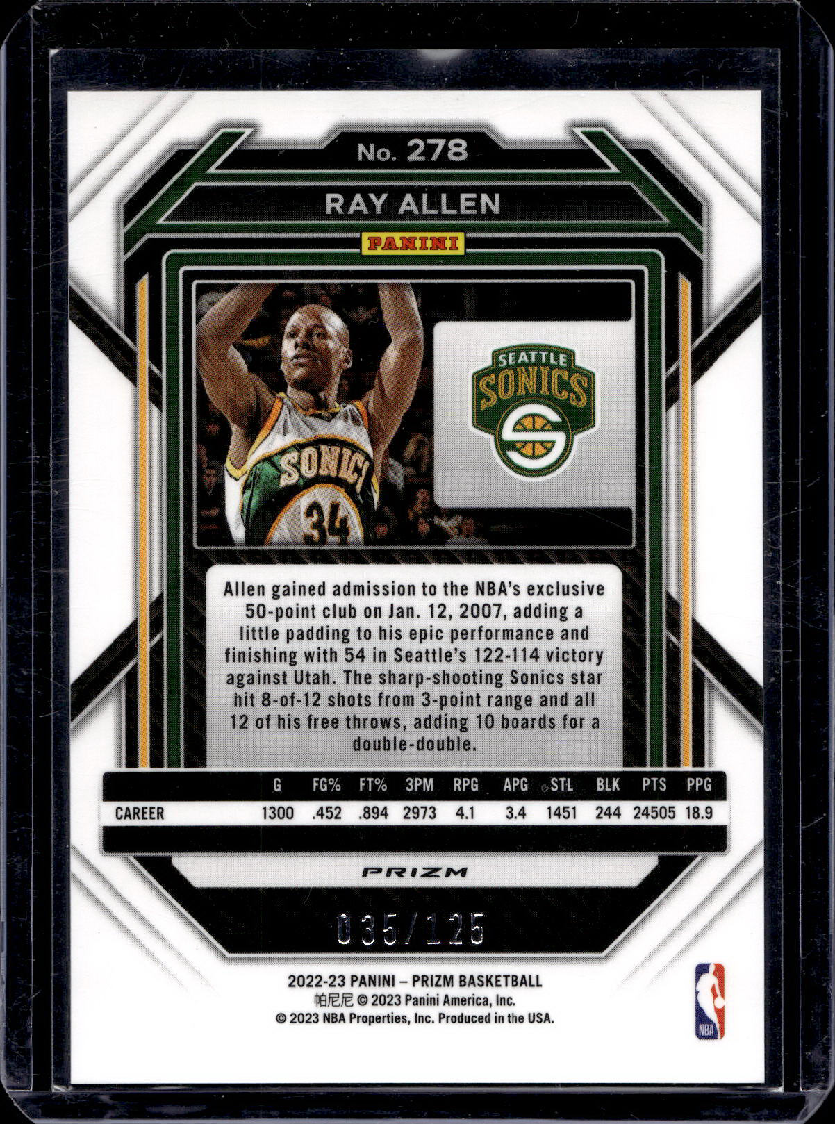 Ray Allen - Blue Ice /125 - Prizm 22/23