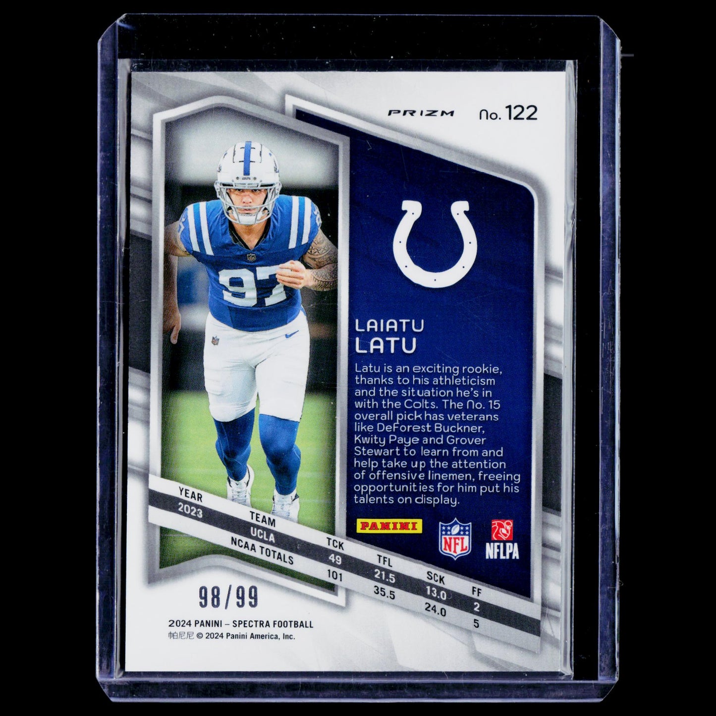 Laiatu Latu - Celestial Prizm Rookie /99 - Spectra 2024